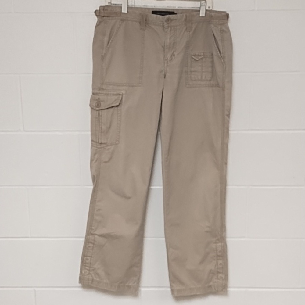 Calvin Klein 12 Khaki Tan Soft Brushed 100% Cotton Cargo Pants Adjustable Waist